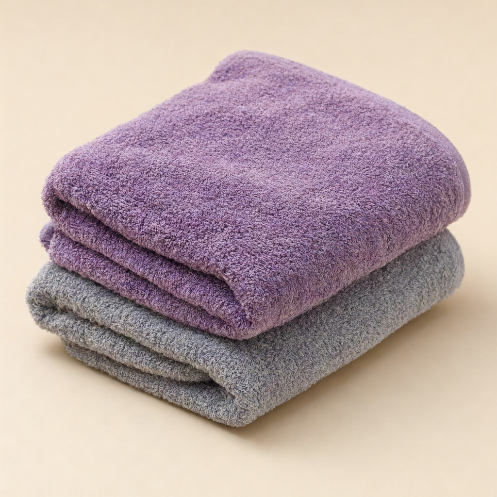 Why does a velvet towel become rough after a few washes, and how can it be softened?